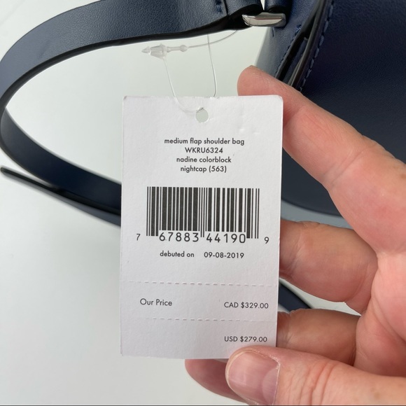 NWT Kate Spade Nadine Colorblock Medium Flap Shoulder Bag Light Blue / Navy - Picture 9 of 10